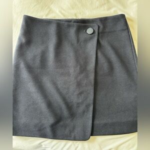 LOFT Dark Blue Wrap-Style Pencil Skirt with Matte Button